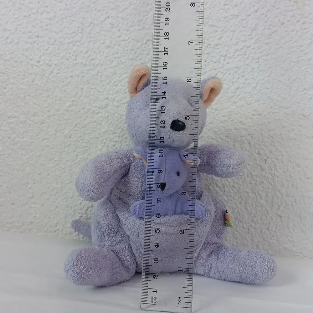Baby Vintage Carter's John Lennon Purple Kangaroo & Joey Plush Rattle Toy